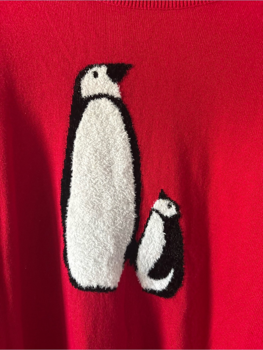 Talbots Supersoft Cotton Cashmere Penguin Crewneck Sweater Red Size 2X - Picture 3 of 8